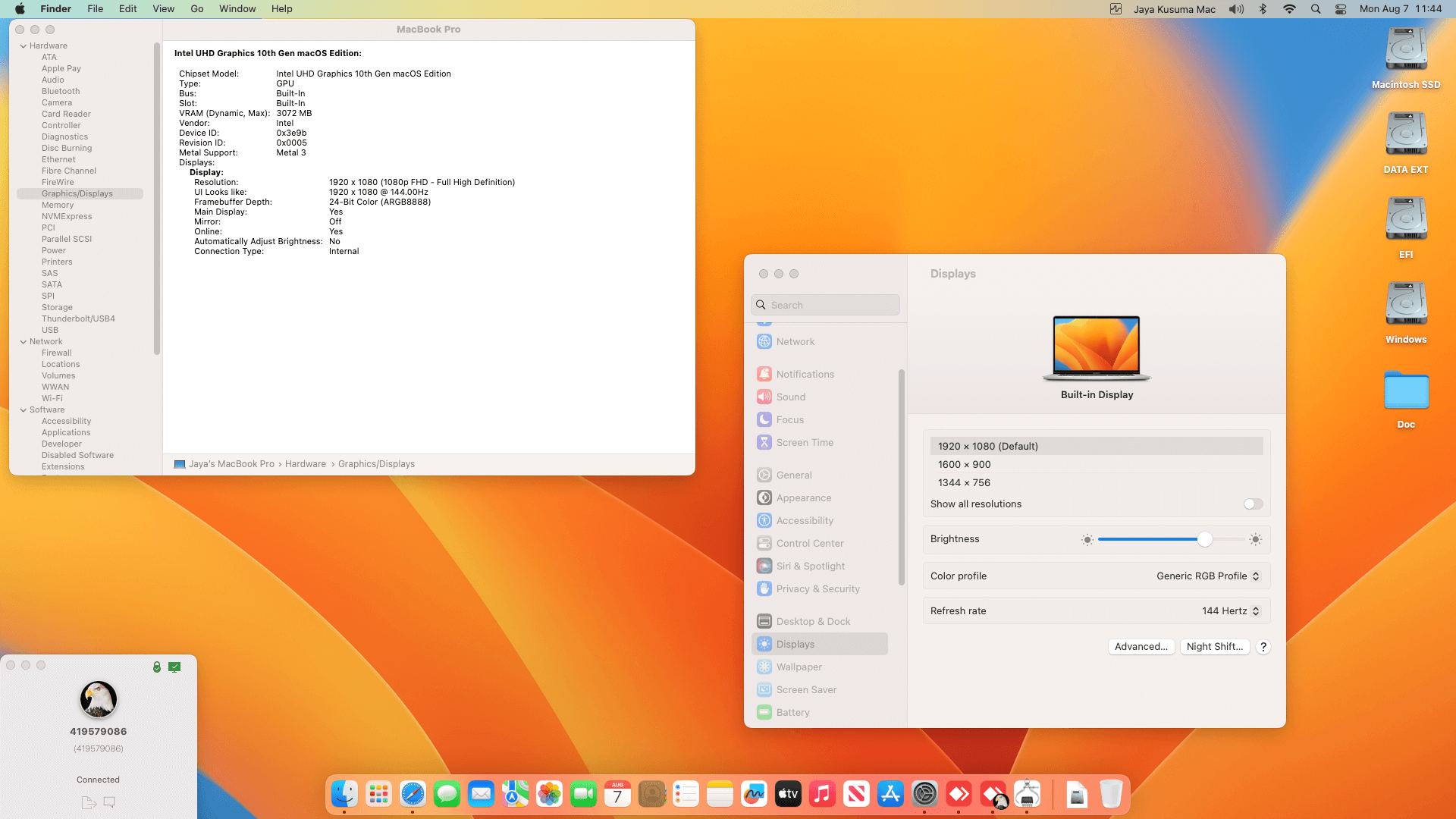 MSI Gaming GL65 Leopard 10SEK 423ID [CometLake   Intel UHD 630 + I2C]   OpenCore 1